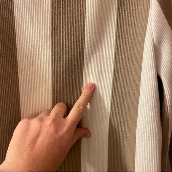 Club Monaco Striped Mockneck Top - White Khaki Vertical Stripes - size L - Picture 6 of 14